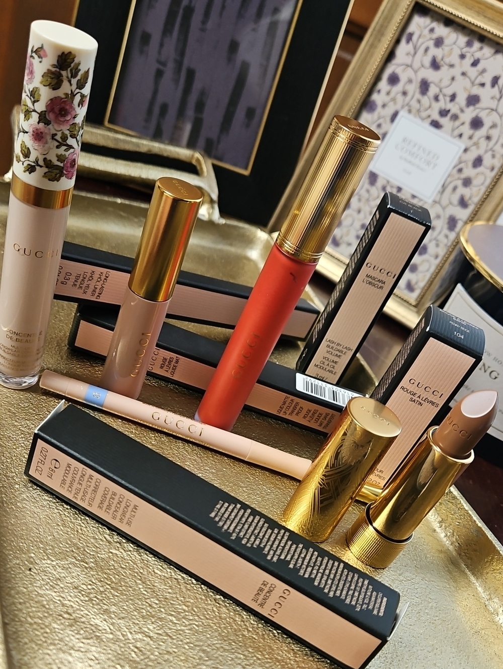 Gucci Lip Set in Coral, Nude & Gold-Tone Packaging